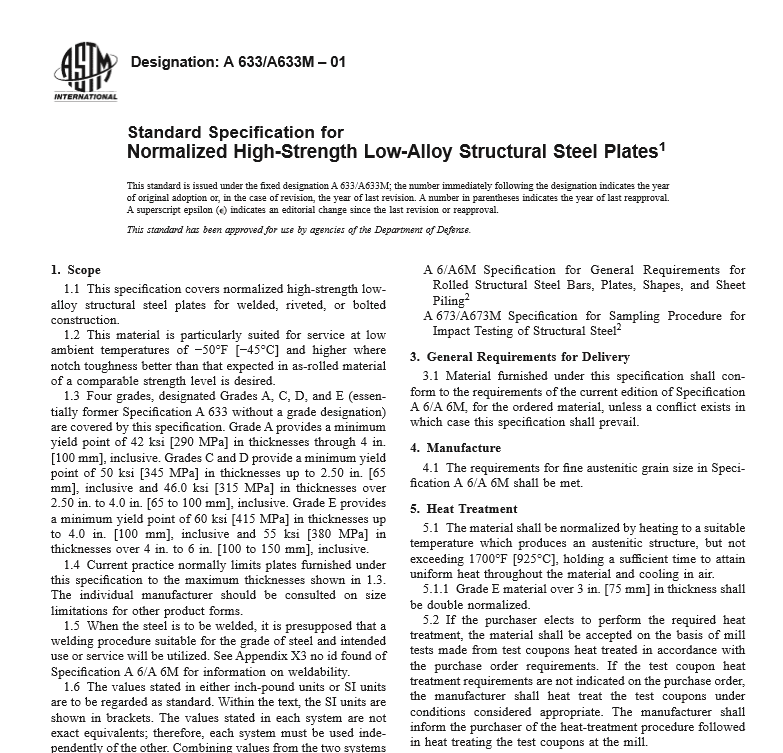 ASTM A 633 A633M – 01 pdf free download