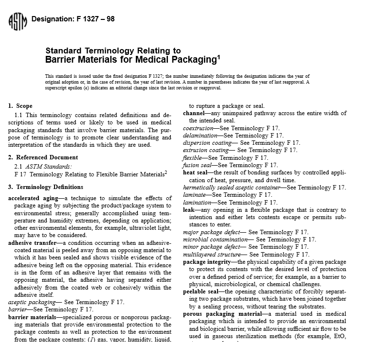 ASTM F 1327 – 98 pdf free download